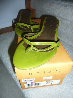 Unisa Strappy Lime Green Sandals with Kitten Heels